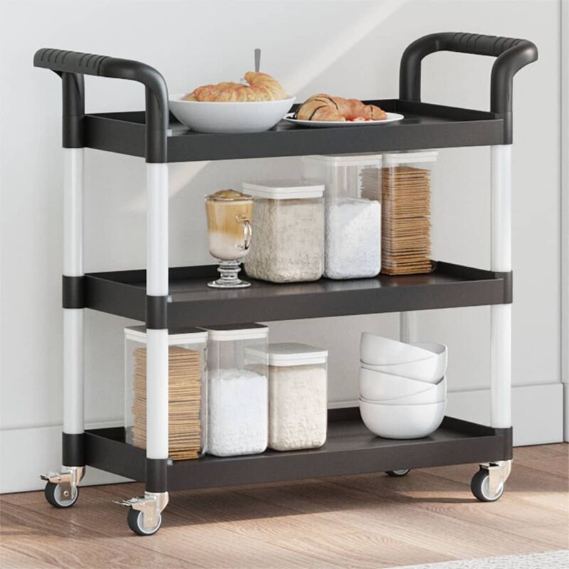 foto del prodotto vidaxl carrello a 3 ripiani nero 77x34x72 cm in alluminio