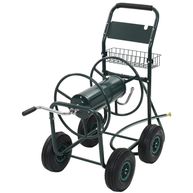 foto del prodotto vidaxl carrello avvolgitubi da giardino connettori 1 2 75 m acciaio