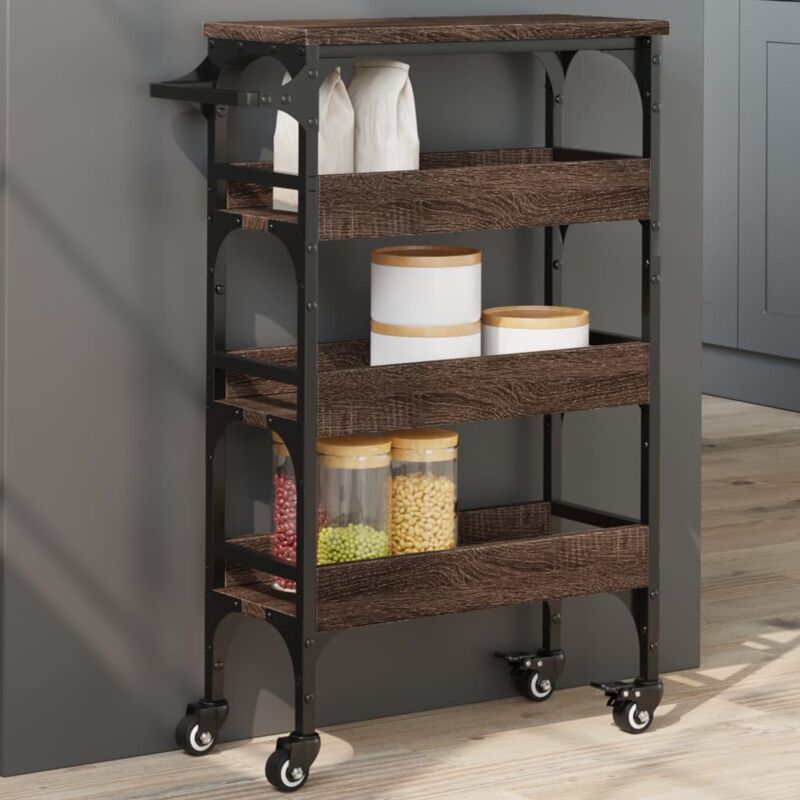 foto del prodotto vidaxl carrello cucina rovere marrone 53x20x76 cm legno multistrato