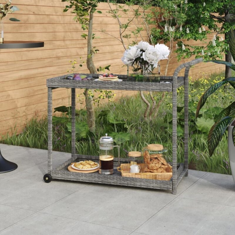 foto del prodotto vidaxl carrello da bar grigio 100x45x83 cm in polyrattan
