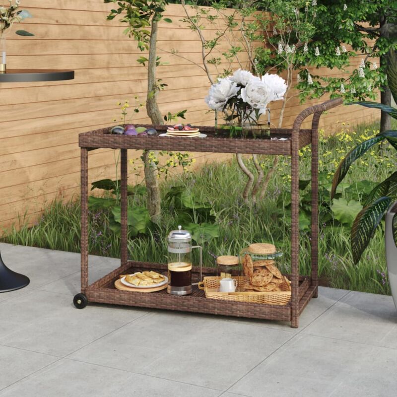 foto del prodotto vidaxl carrello da bar marrone 100x45x83 cm in polyrattan