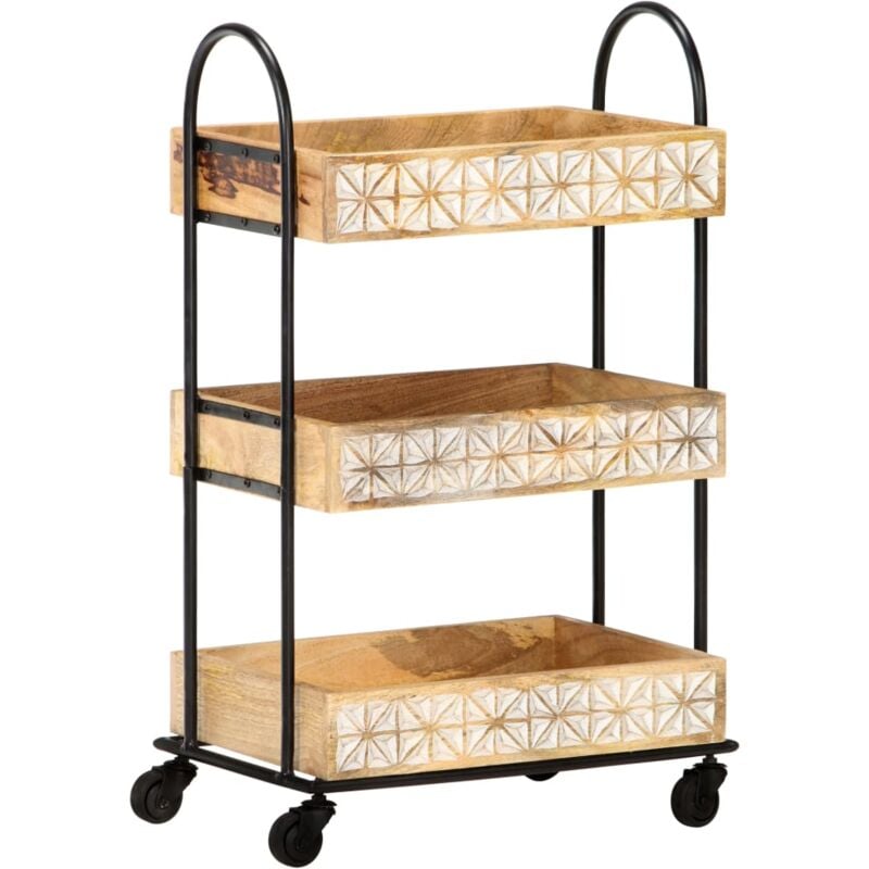 foto del prodotto vidaxl carrello da cucina a 3 livelli 46x30x76 cm in massello di mango
