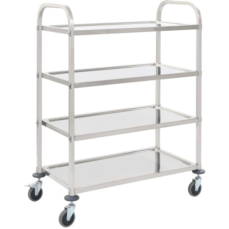 foto del prodotto vidaxl carrello da cucina in acciaio inox argento con ruote vari dimensioni dimensioni 107 x 55 x 125 cm