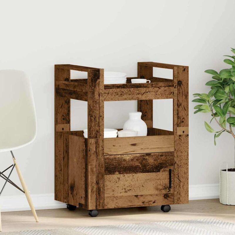 foto del prodotto vidaxl carrello da cucina in legno invecchiato 60x45x80 cm in legno ingegnerizzato