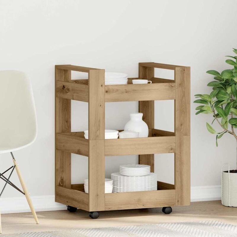 foto del prodotto vidaxl carrello da cucina in rovere artigianale 60x45x80 cm in legno ingegnerizzato