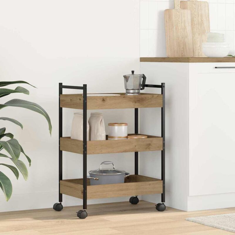 foto del prodotto vidaxl carrello da cucina rovere artigianale 50x30x70 cm legno ingegnerizzato