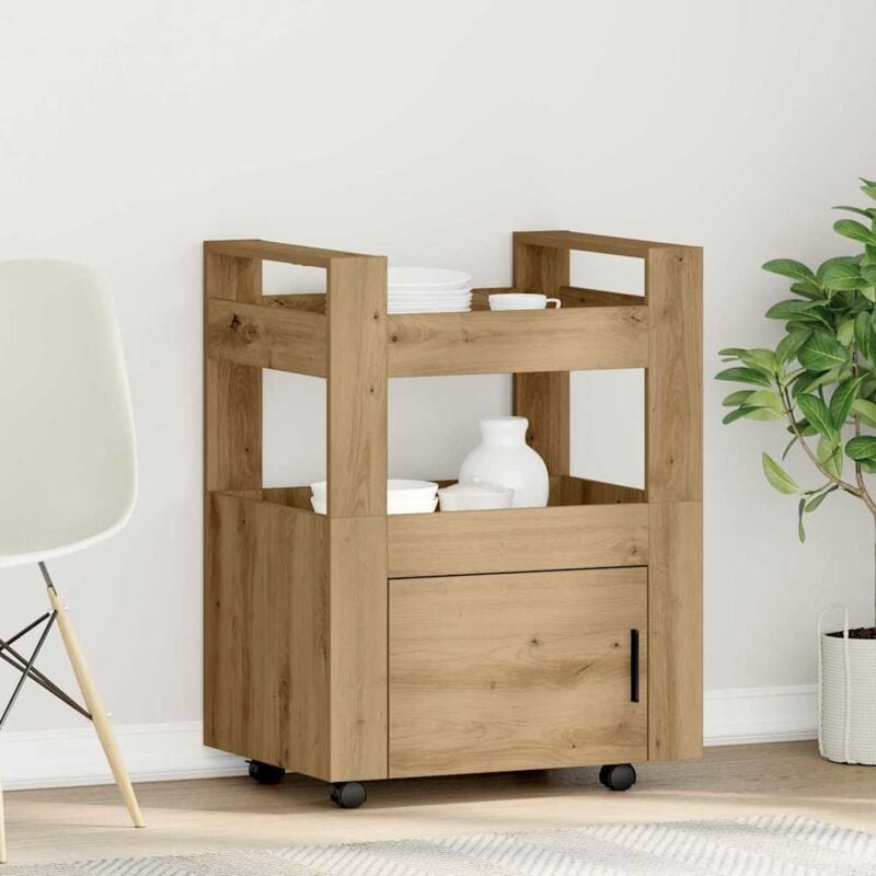 foto del prodotto vidaxl carrello da cucina rovere artigianale 60x45x80 cm legno ingegnerizzato
