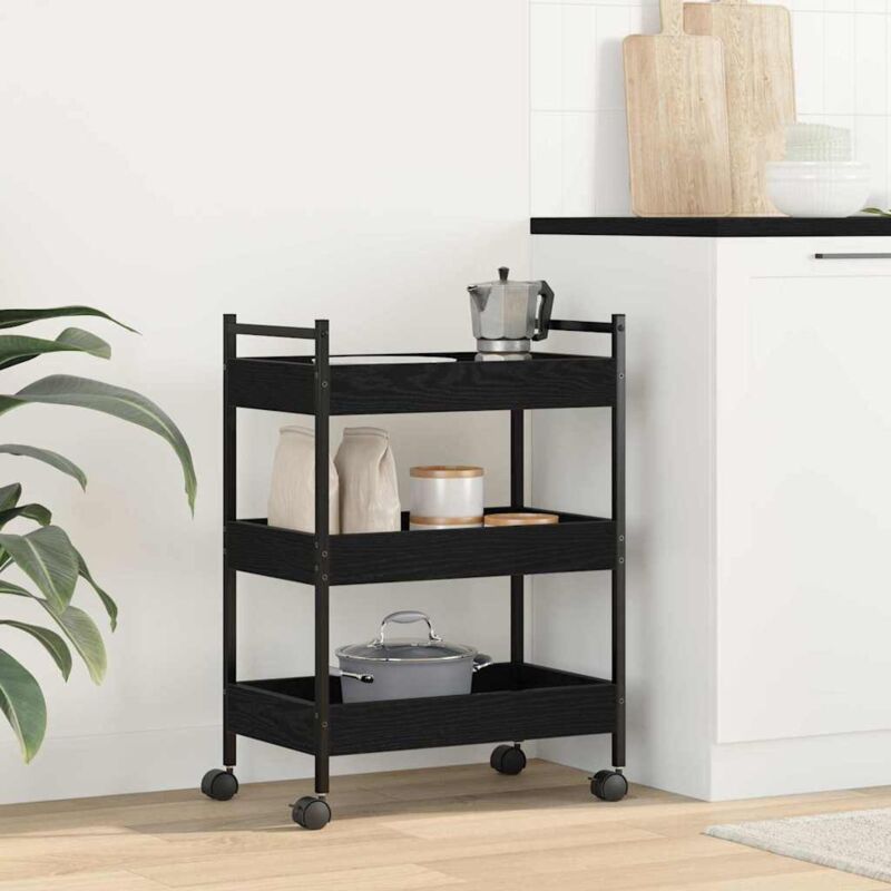 foto del prodotto vidaxl carrello da cucina rovere nero 50x30x70 cm legno ingegnerizzato
