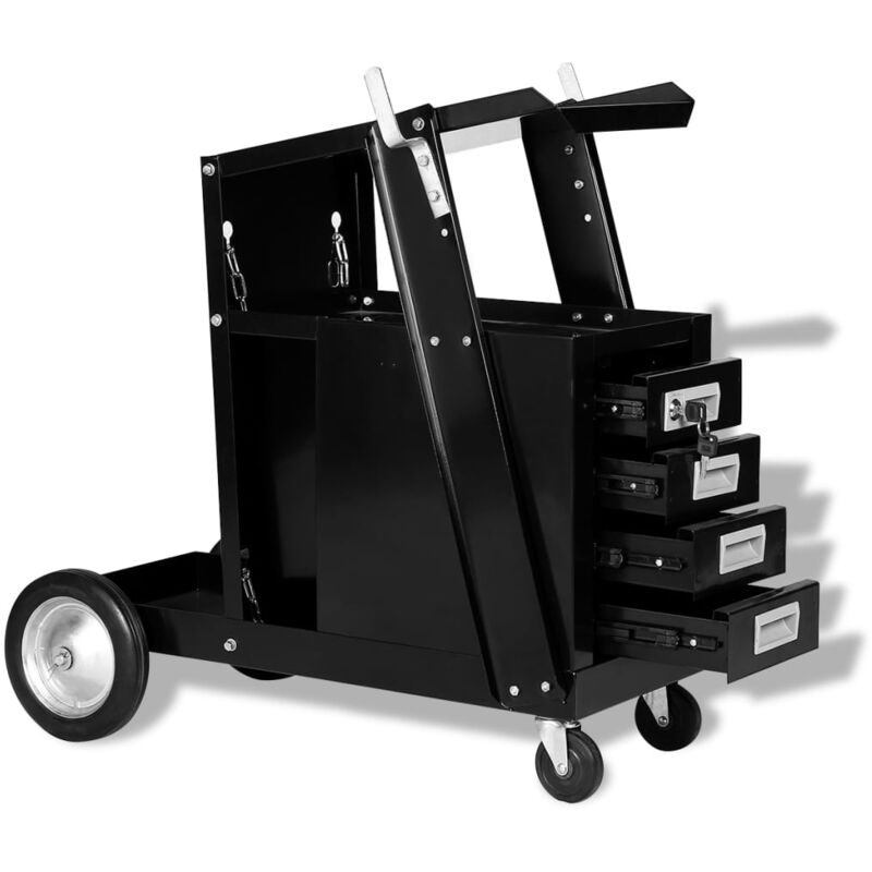 foto del prodotto vidaxl carrello di saldatura con 4 cassetti neri 492733