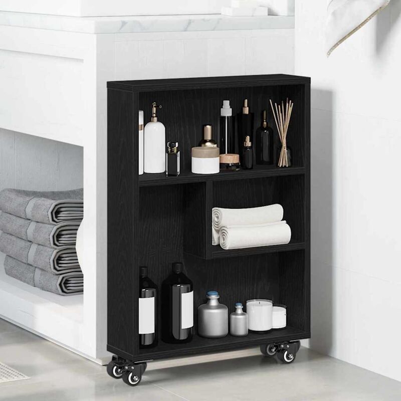 foto del prodotto vidaxl carrello di stoccaggio stretto quercia nera 48x13x68 cm legno ingegnerizzato