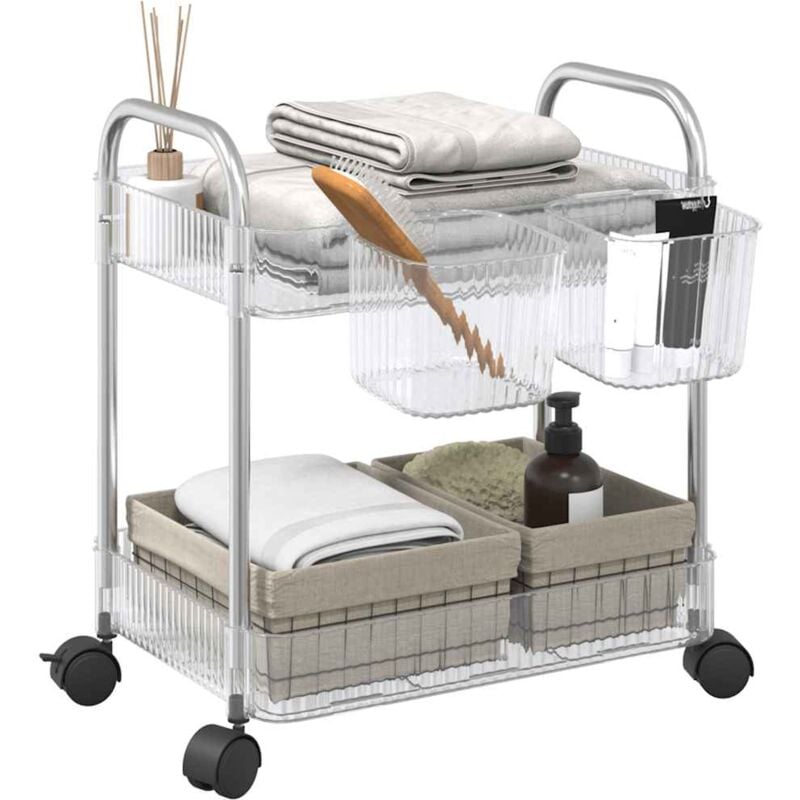 foto del prodotto vidaxl carrello portaoggetti a 2 livelli 37x28x43,5 cm in acrilico