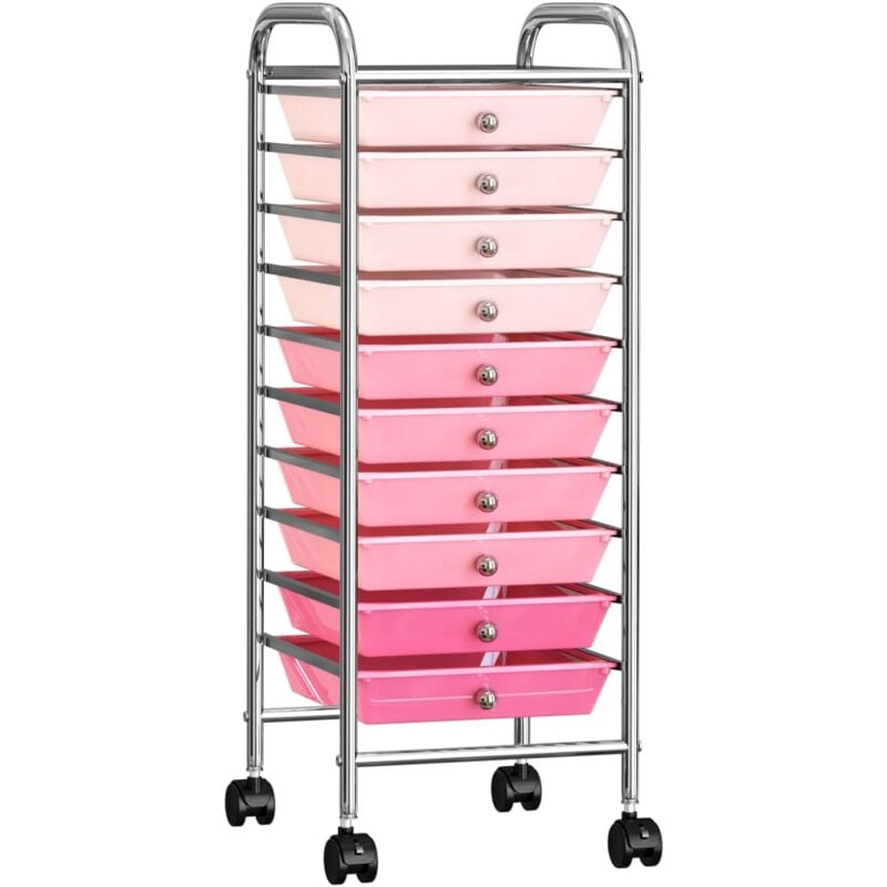 foto del prodotto vidaxl carrello portaoggetti con 10 cassetti rosa sfumato in plastica