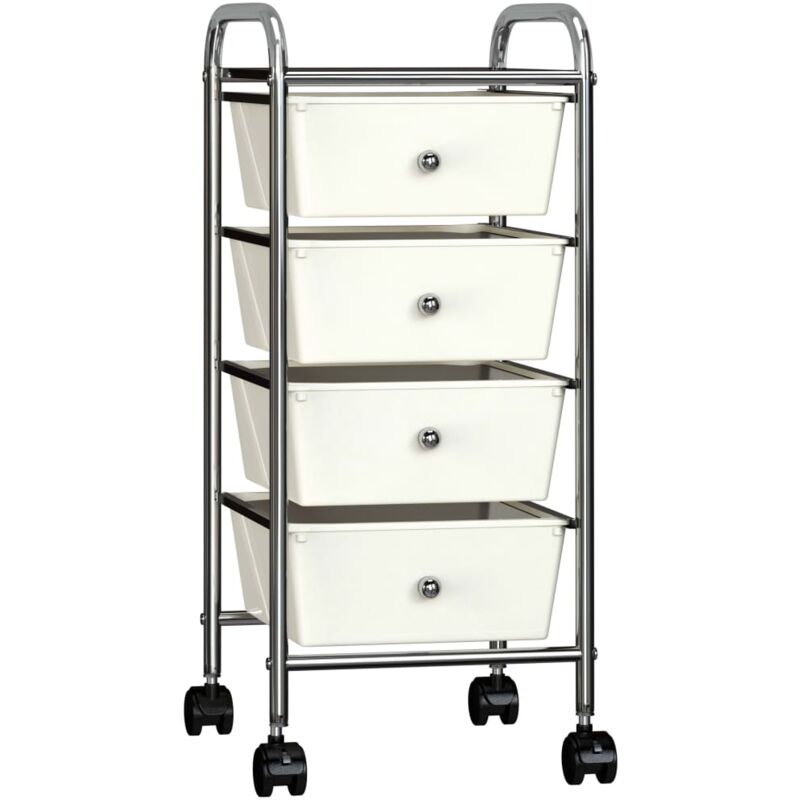 foto del prodotto vidaxl carrello portaoggetti mobile con 4 cassetti e ruote in plastica vari colori colore bianco