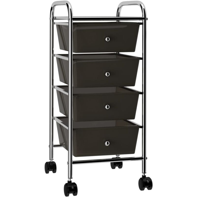 foto del prodotto vidaxl carrello portaoggetti mobile con 4 cassetti e ruote in plastica vari colori colore nero