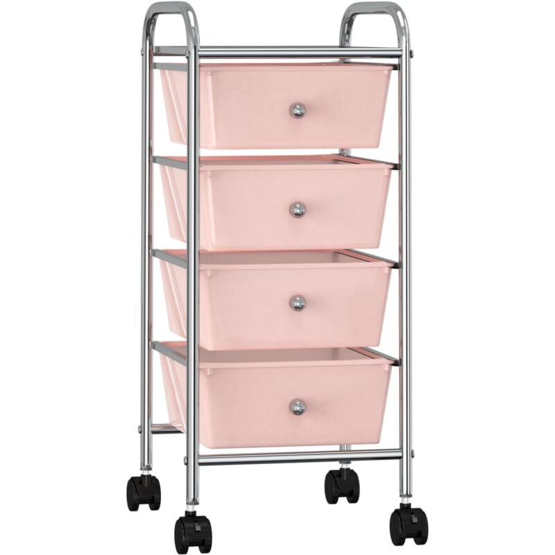 foto del prodotto vidaxl carrello portaoggetti mobile con 4 cassetti rosa in plastica