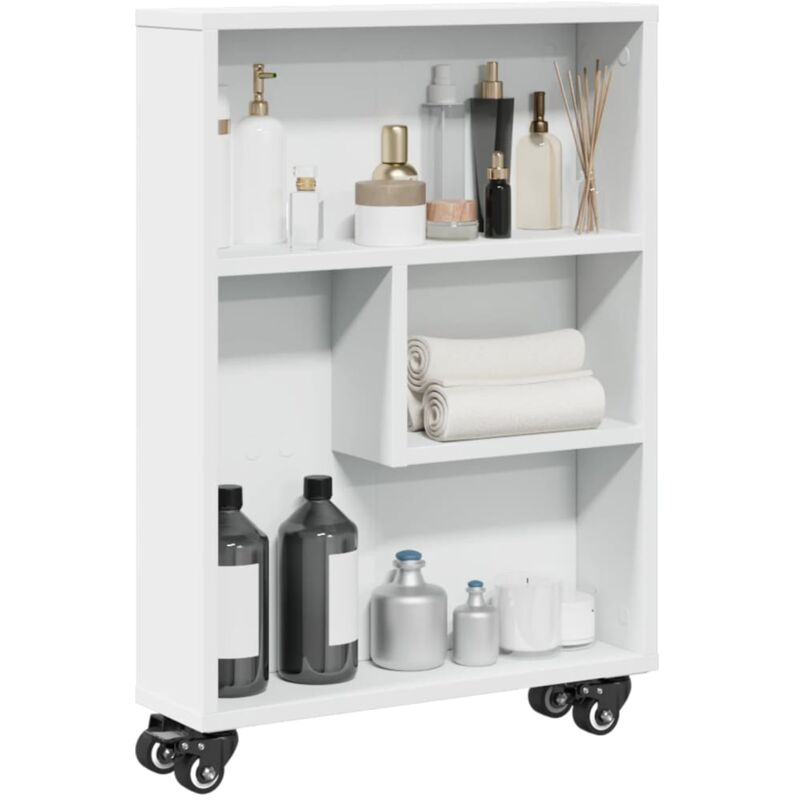 foto del prodotto vidaxl carrello portaoggetti stretto bianco 48x13x68 cm in truciolato