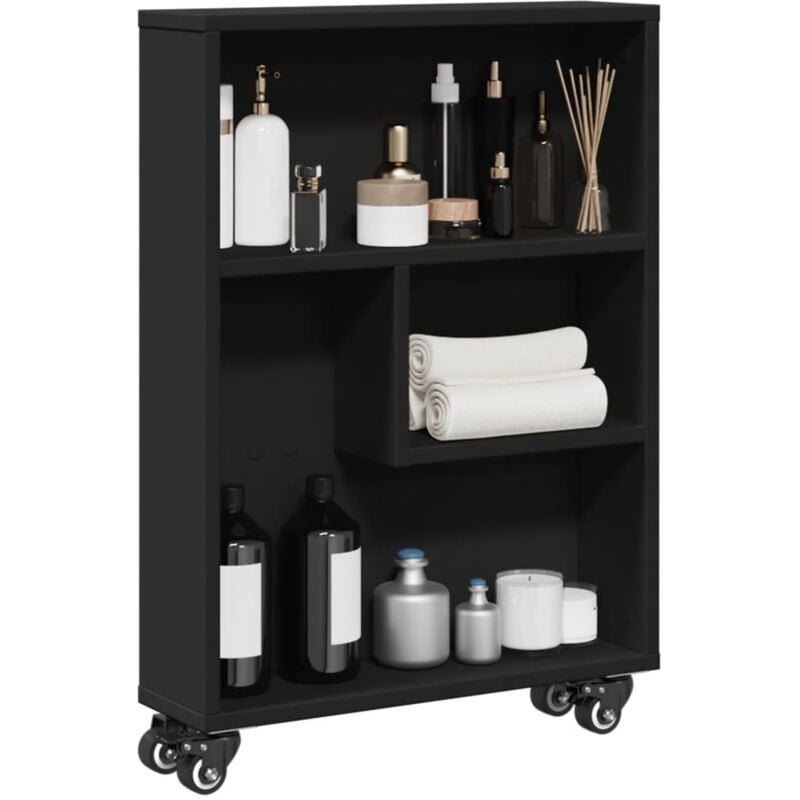 foto del prodotto vidaxl carrello portaoggetti stretto nero 48x13x68 cm in truciolato