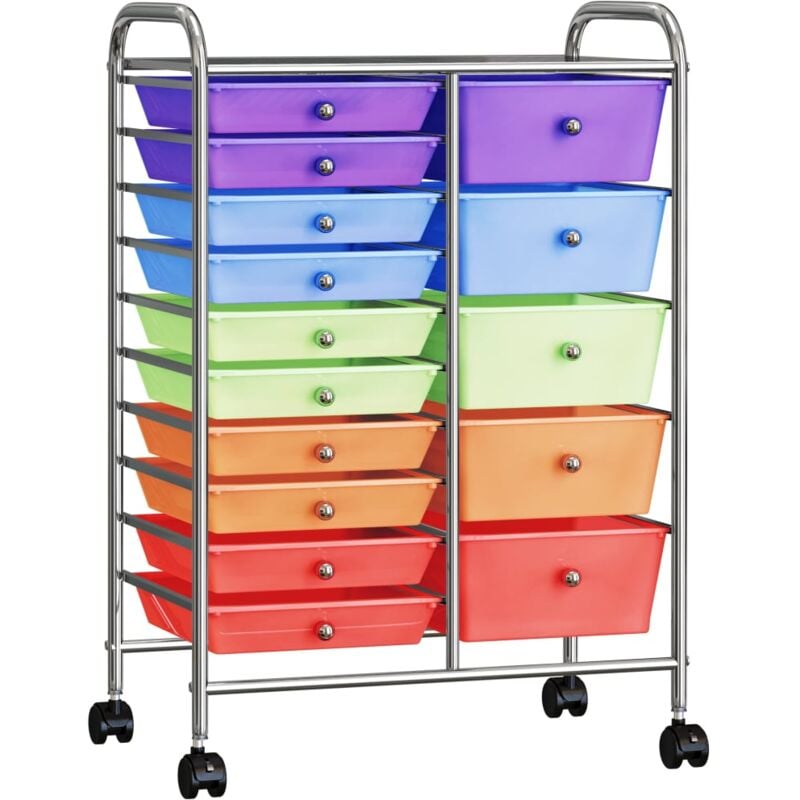foto del prodotto vidaxl carrello portaoggetti xxl 15 cassetti multicolore in plastica