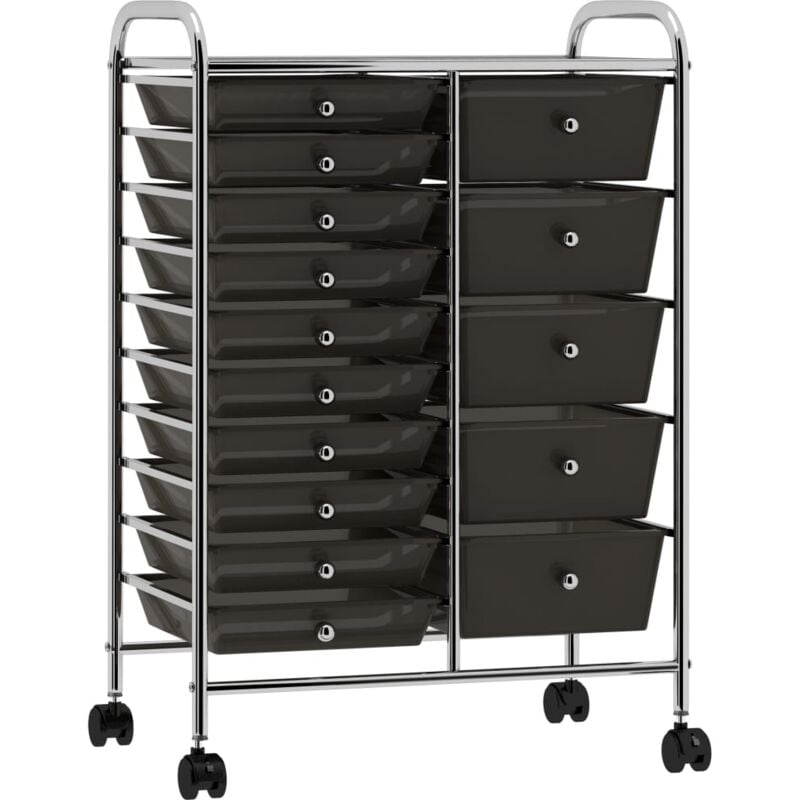 foto del prodotto vidaxl carrello portaoggetti xxl con 15 cassetti nero in plastica