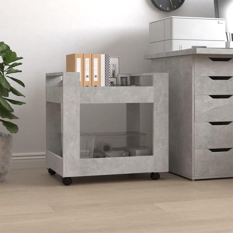 foto del prodotto vidaxl carrello scrivania grigio cemento 60x45x60 cm legno multistrato