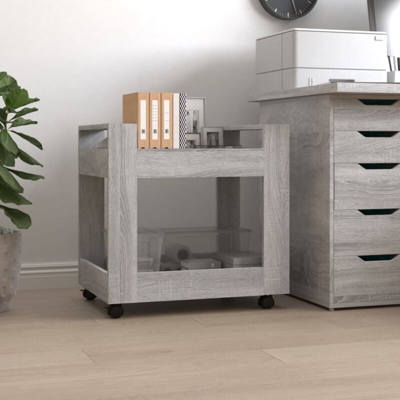 foto del prodotto vidaxl carrello scrivania grigio sonoma 60x45x60 cm legno multistrato