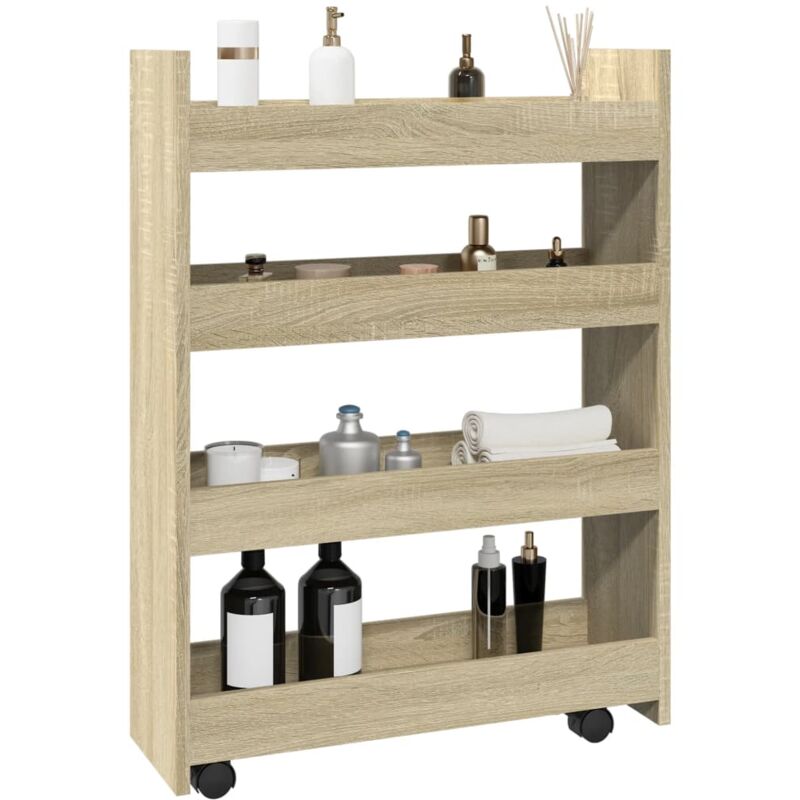 foto del prodotto vidaxl carrello stretto a 4 livelli rovere sonoma in truciolato