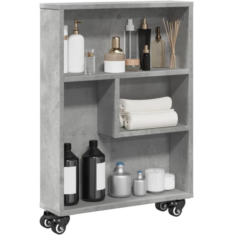 foto del prodotto vidaxl carrello stretto grigio cemento 48x13x68 cm in truciolato