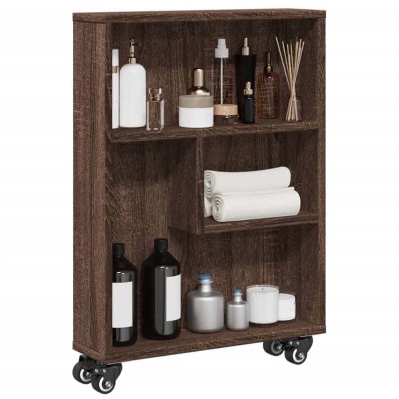 foto del prodotto vidaxl carrello stretto marrone rovere 48x13x68 cm in truciolato