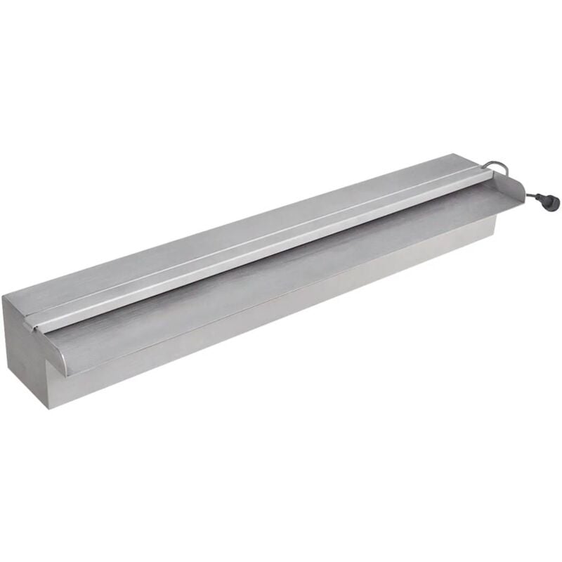 foto del prodotto vidaxl cascata per laghetto rettangolare con led in acciaio inox vari dimensioni dimensioni 60 cm