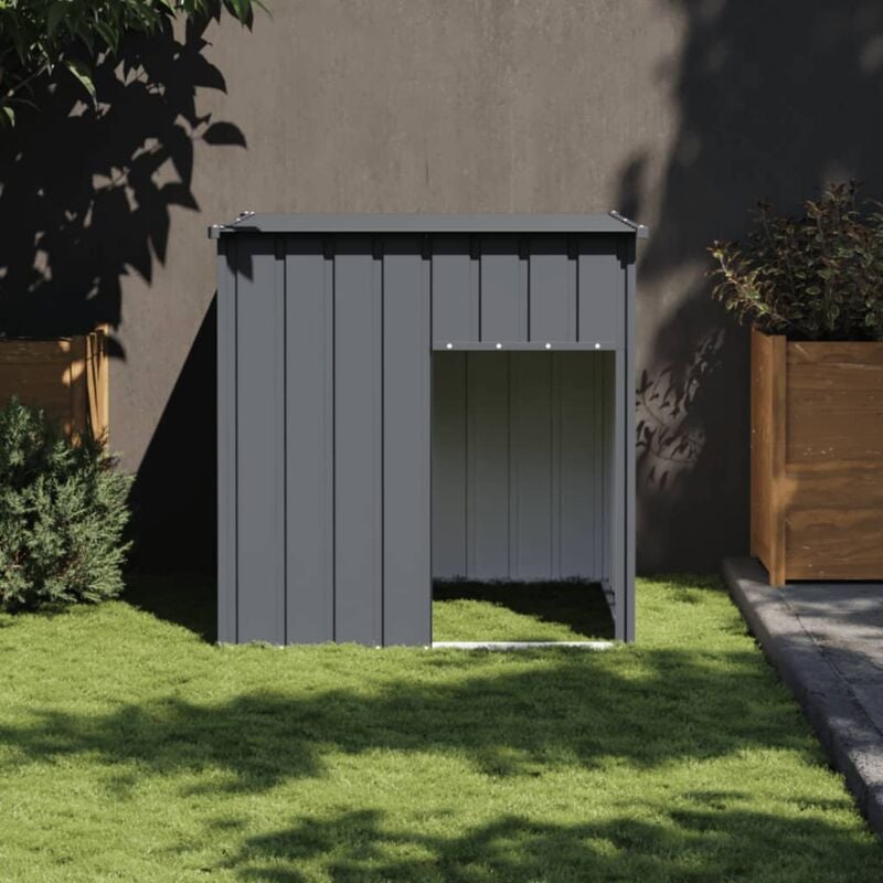 foto del prodotto vidaxl casetta cani con tetto antracite 110x103x109 cm acciaio zincato