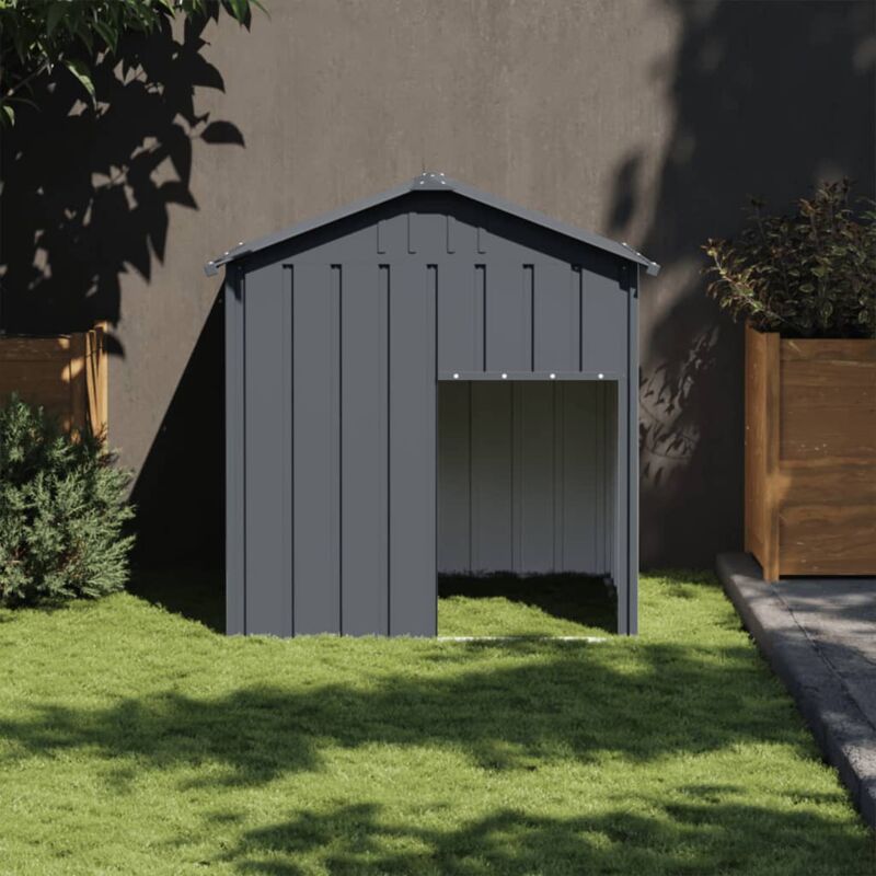 foto del prodotto vidaxl casetta cani con tetto antracite 117x103x123 cm acciaio zincato