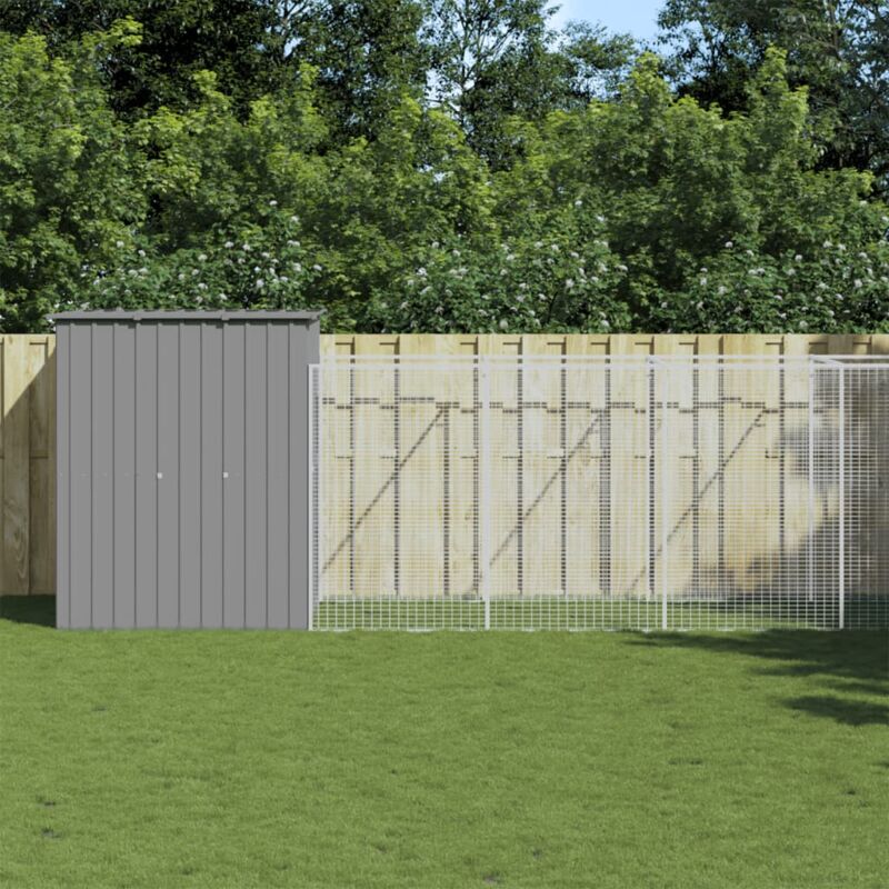 foto del prodotto vidaxl casetta cani corsa grigio chiaro 165x863x181 cm acciaio zincato