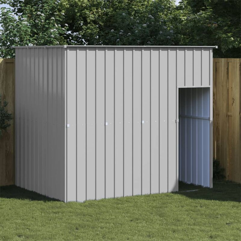 foto del prodotto vidaxl casetta cani tetto grigio chiaro 214x153x181 cm acciaio zincato