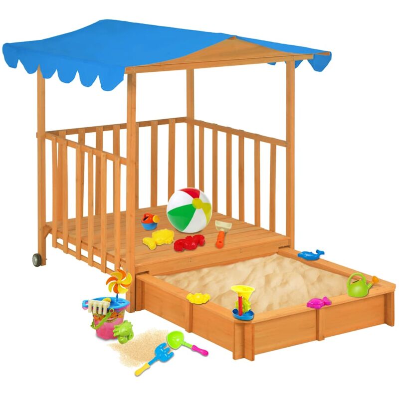 foto del prodotto vidaxl casetta dei giochi con sabbiera in legno di abete blu uv50