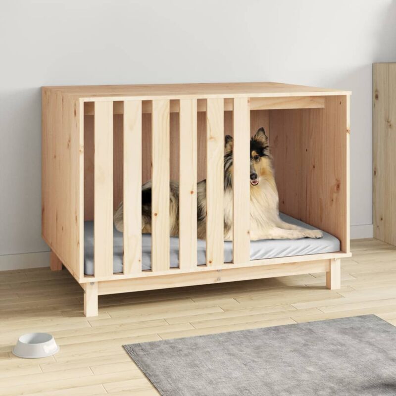 foto del prodotto vidaxl casetta per cani 100x70x72 cm in legno massello di pino vari colori colore naturale