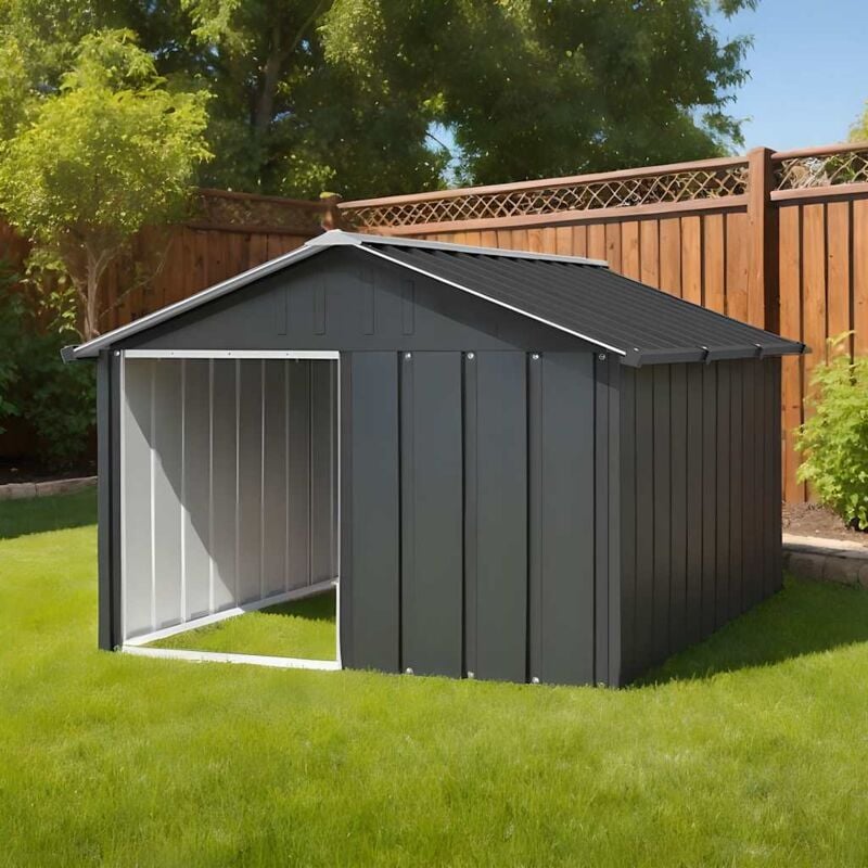 foto del prodotto vidaxl casetta per cani antracite 116,5x153x81,5 cm acciaio zincato