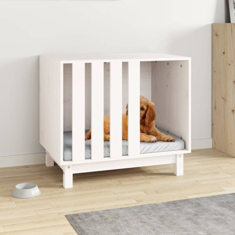foto del prodotto vidaxl casetta per cani bianco 70x50x62 cm in legno massello di pino