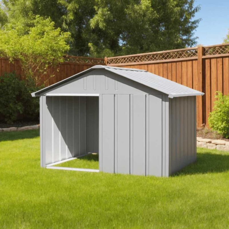 foto del prodotto vidaxl casetta per cani grigio 116,5x103x81,5 cm acciaio zincato