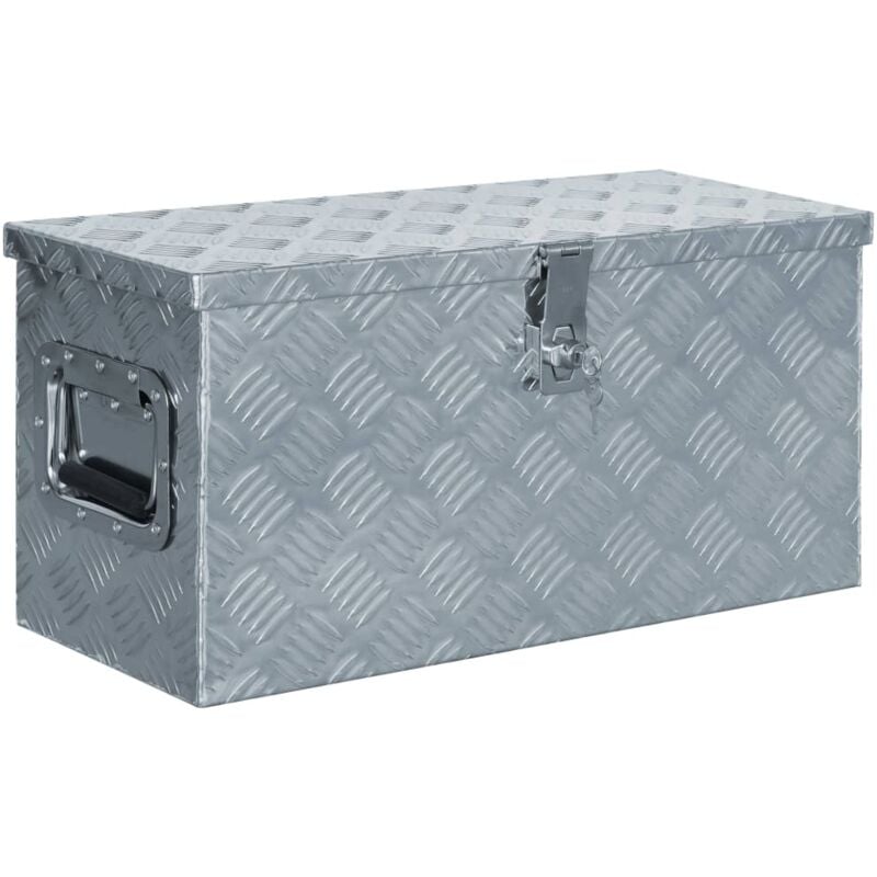 foto del prodotto vidaxl cassa porta attrezzi in alluminio con chiusure e manici laterali varie misure dimensioni 61.5 x 26.5 x 30 cm