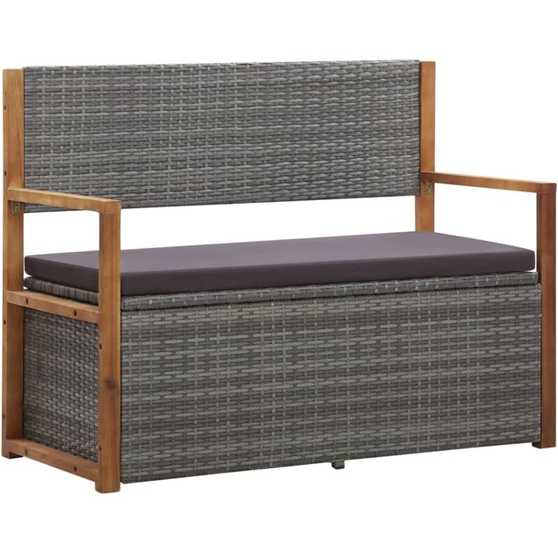 foto del prodotto vidaxl cassapanca 115 cm in polyrattan e legno massello acacia grigia