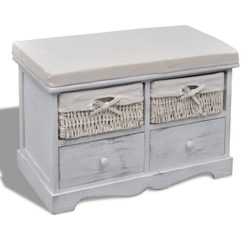 foto del prodotto vidaxl cassapanca bianca 62x33x42 cm in legno di paulownia