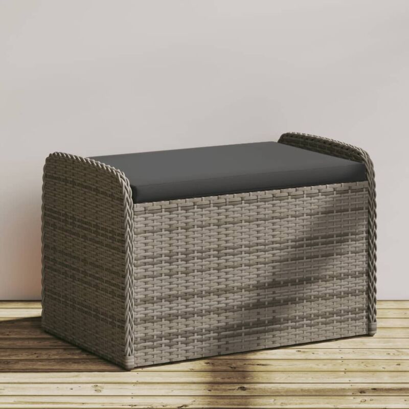 foto del prodotto vidaxl cassapanca con cuscino grigia 80x51x52 cm in polyrattan