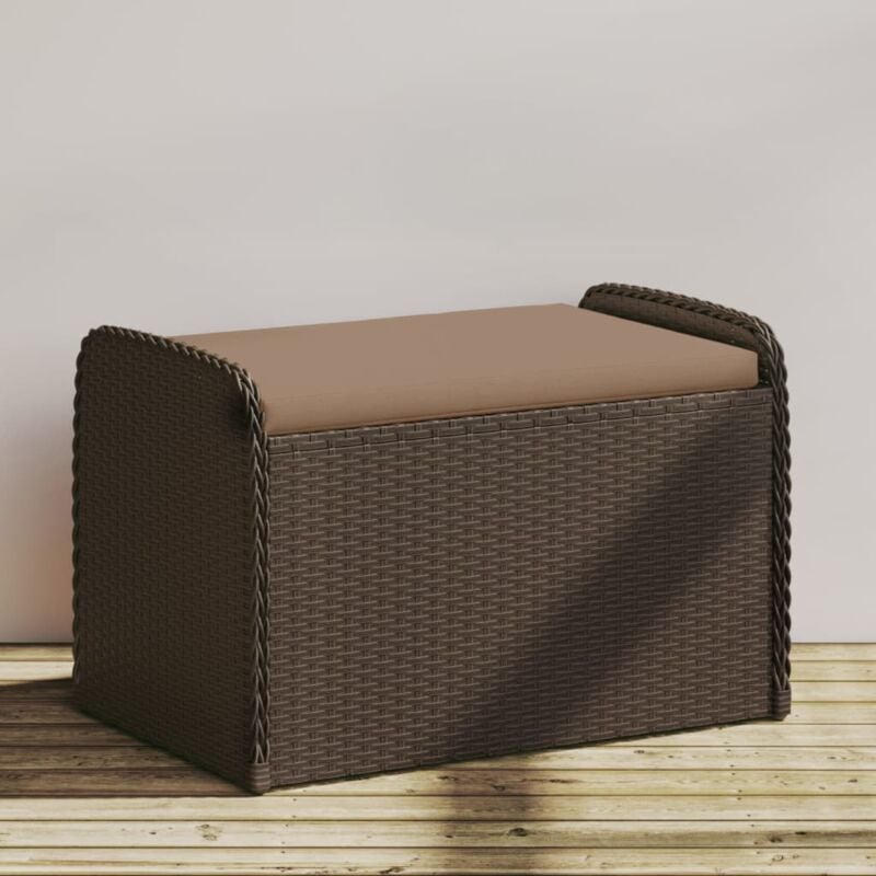 foto del prodotto vidaxl cassapanca con cuscino marrone 80x51x52 cm in polyrattan