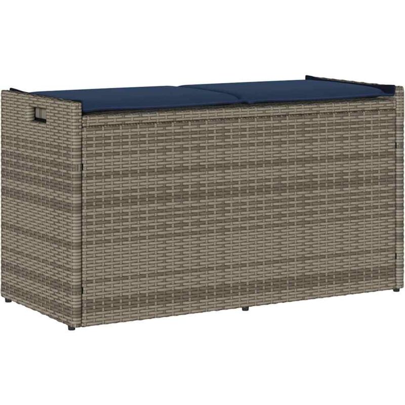 foto del prodotto vidaxl cassapanca da esterno con cuscino grigia 100 cm in polyrattan