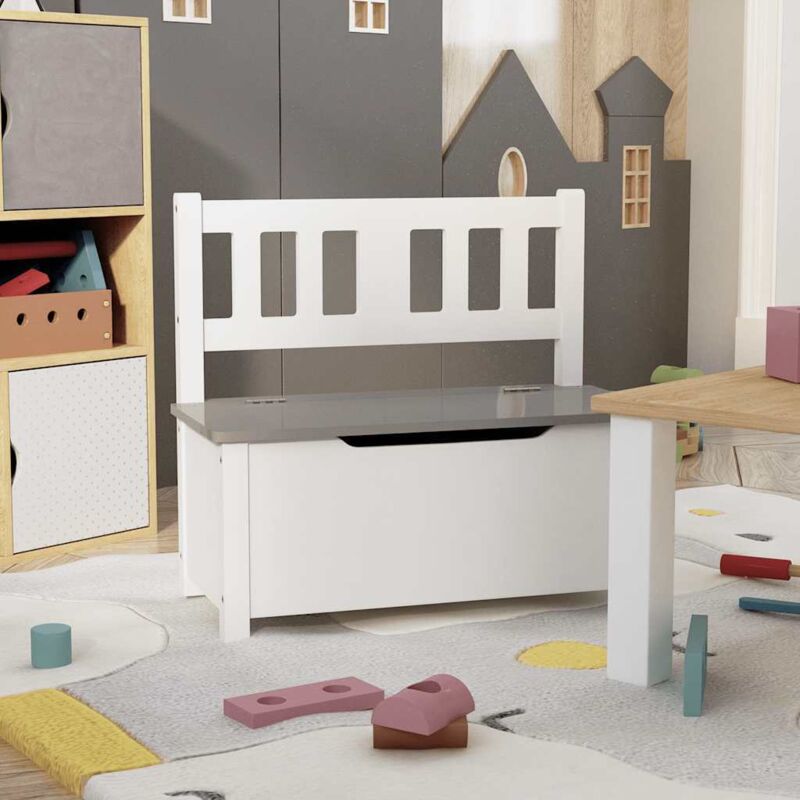 foto del prodotto vidaxl cassapanca per bambini bianca e grigia 60x30x55 cm in mdf