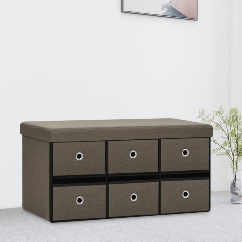 foto del prodotto vidaxl cassapanca pieghevole marrone 76x38x38 cm in simil lino