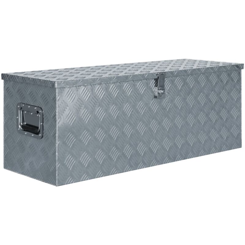 foto del prodotto vidaxl cassetta baule giardino attrezzi in alluminio argento varie dimensioni dimensioni 110.5x38.5x40 cm