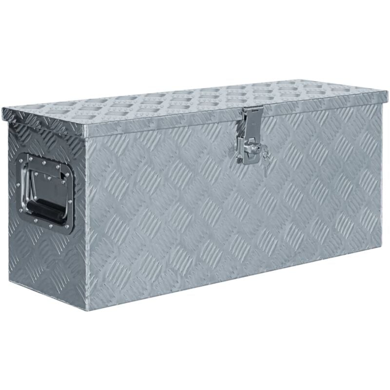 foto del prodotto vidaxl cassetta baule giardino attrezzi in alluminio argento varie dimensioni dimensioni 76.5x26.5x33 cm