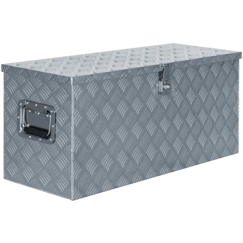 foto del prodotto vidaxl cassetta baule giardino attrezzi in alluminio argento varie dimensioni dimensioni 90.5x35x40 cm