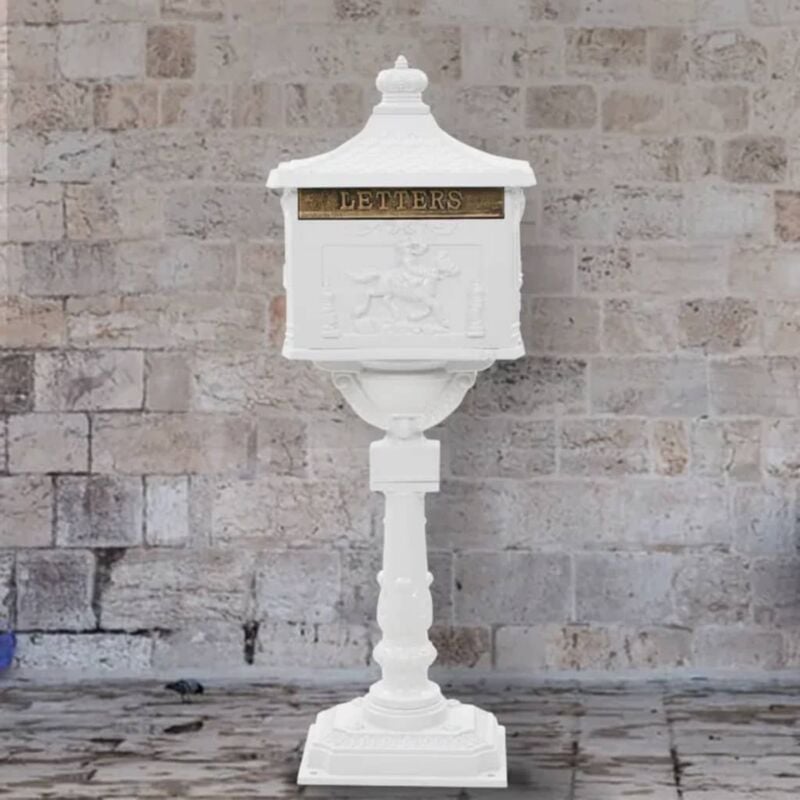 foto del prodotto vidaxl cassetta della posta in alluminio inossidabile vintage bianca 615367